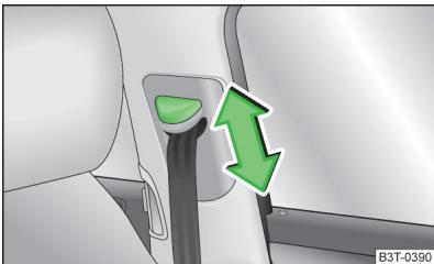 SKODA Superb 2 (2013-2015) - Réglage en hauteur des ceintures de sécurité sur les sièges avant - 1