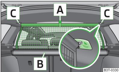 SKODA Superb 2 (2013-2015) - Utilisation du filet de séparation derrière les sièges arrêté - 1