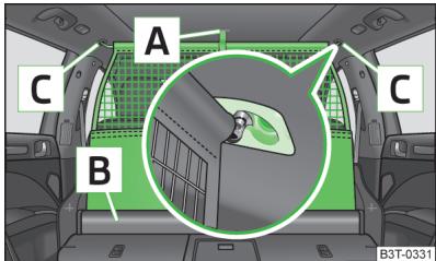 SKODA Superb 2 (2013-2015) - Utilisation du filet de séparation derrière les sièges avant - 1