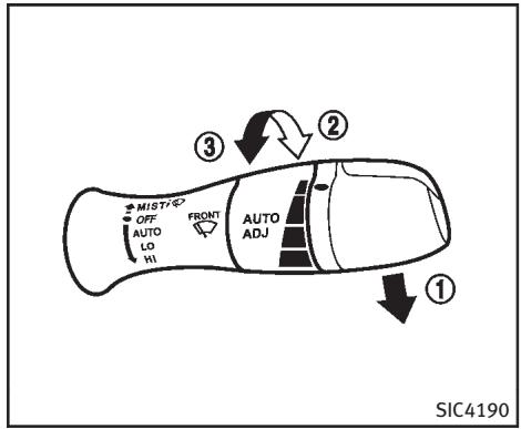 INFINITI Q70 (2014) - Système d'essuyage du liquide de lave-glace : - 1