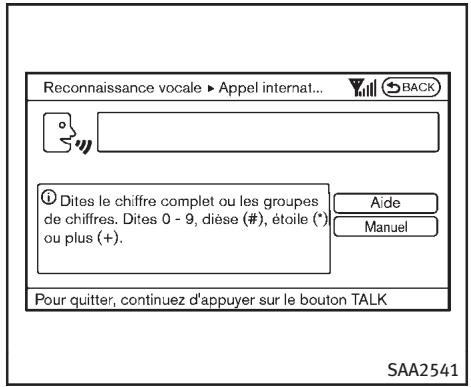 INFINITI Q70 (2014) - Exemple 2 - Composez l'appel international 011-81-111-222-3333 : - 2