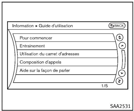 INFINITI Q70 (2014) - Affichage du guide d'utilisation - 1