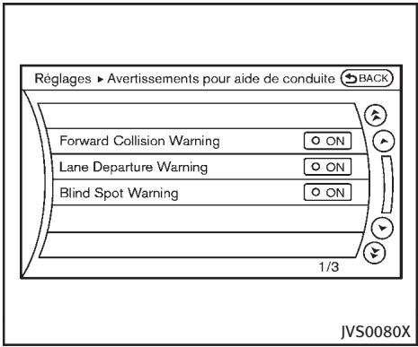 INFINITI Q70 (2014) - Commande des systèmes d'assistance - 3