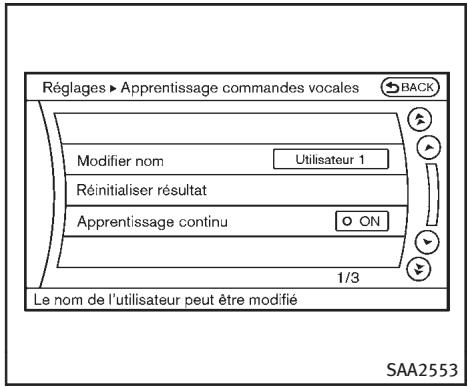 INFINITI Q70 (2014) - Enregistrement de la voix de l'utilisateur dans le système : - 4