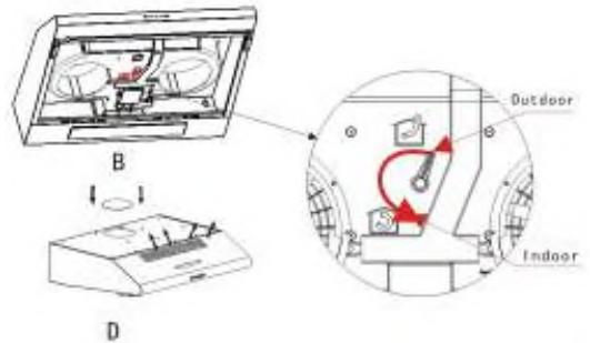 AMICA AH1416 - Raccordement en mode recyclage (l'air est filtré et redistribué dans la pièce) : - 1