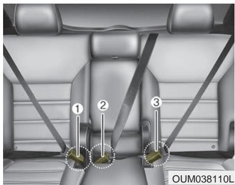 KIA Sorento (2017-2020) - Déboucler la ceinture de sécurité : - 1