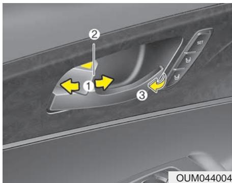 KIA Sorento (2017-2020) - Actionner les serrures de porte de l'intérieur du vehicule - 1