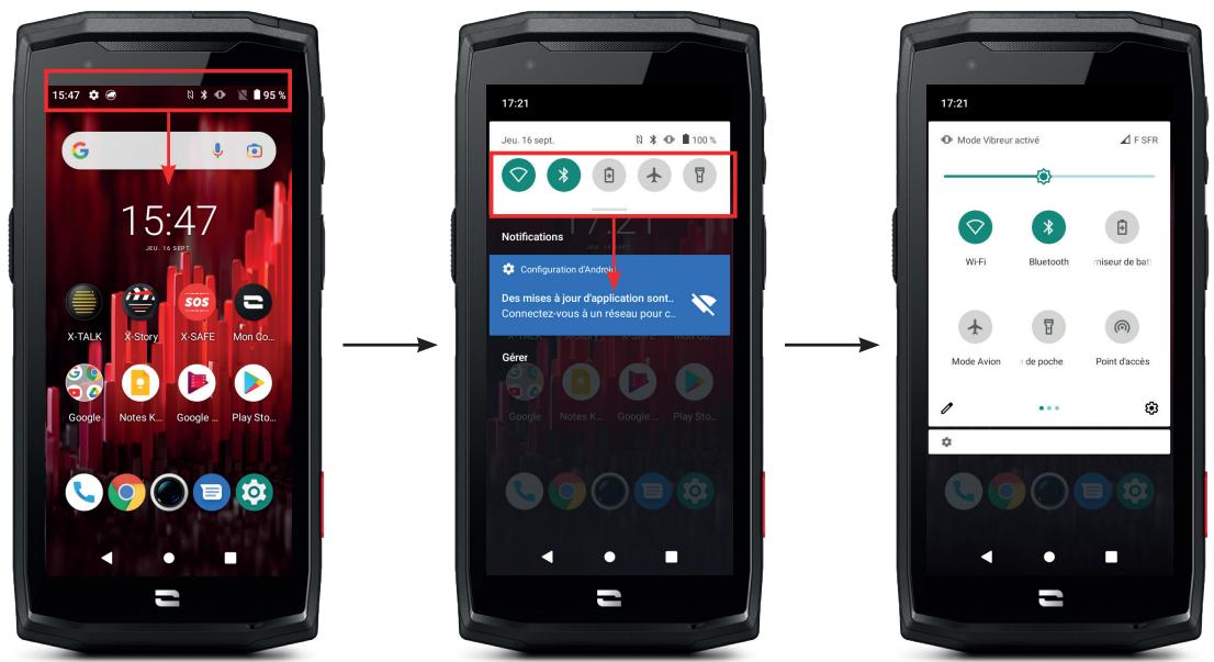 CROSSCALL COREM5 - Centre de notifications/raccourcis paramètres - 1