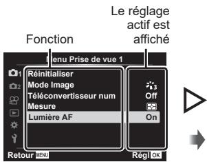 OLYMPUS EM10MarkIV - Fonctions non selectionnables dans les menus - 3
