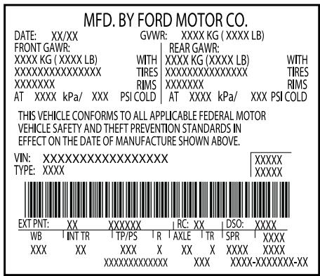 Lincoln MKZ Phase 2 (2018) - ÉTIQUETTE D'HOMOLOGATION DU VÉHICULE - 1