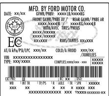 Lincoln MKZ Phase 2 (2018) - Exemple d'étiquette d'homologation de sécurité : - 2