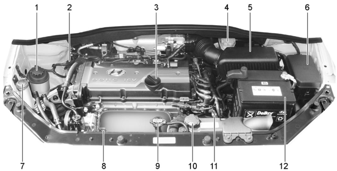 HYUNDAI Getz Phase 2 (2005-2009) - COMPARTIMENT MOTEUR (1,4 SOHC/ 1,6 SOHC) - 1