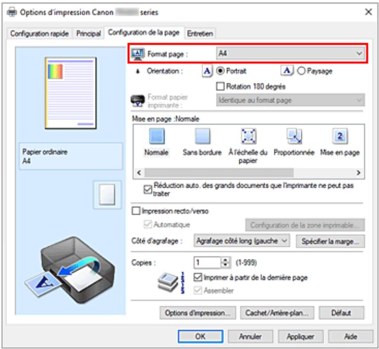CANON TR4756I - Paramètres de papier dans le pilote d'imprimante et sur l'imprimante (Format papier) - 1