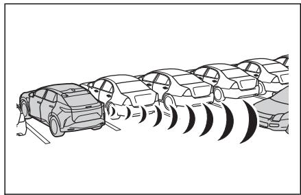 LEXUS RZ (2023) - Lorsque le véhicule recule, qu'un véhicule approche et que la pédale de frein n'est pas enfoncée ou est enfoncée trop tard - 1