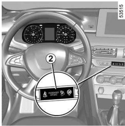 DACIA Jogger (2021) - SECURITE ENFANTS : DÉSACTIVATION, ACTIVATION DE L'AIRBAG PASSAGER AVANT - 1