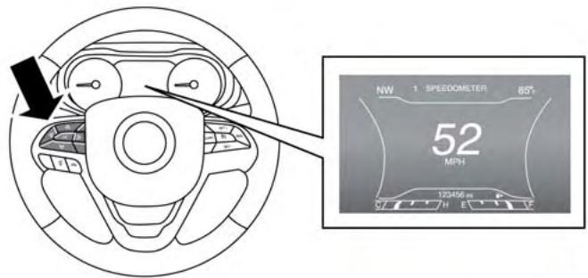 JEEP Cherokee Phase 1 (2013-2018) - Emplacement et commandes de I'ecran d'affichage du groupe d'instruments - 2