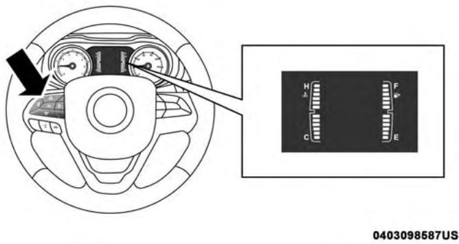 JEEP Cherokee Phase 1 (2013-2018) - Emplacement et commandes de I'ecran d'affichage du groupe d'instruments - 1