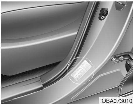 HYUNDAI i10 2 Phase 1 (2013-2016) - VIGNETTE DE SPECIFICATION ET DE PRESION DES PNEUS - 1