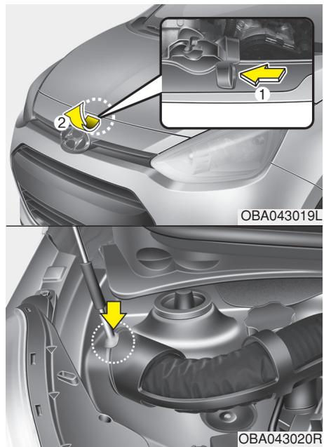 HYUNDAI i10 2 Phase 1 (2013-2016) - Ouvrir le capot - 1
