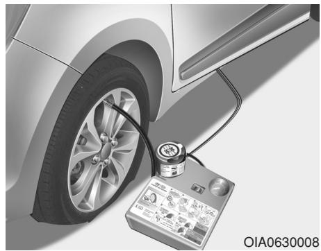 HYUNDAI i10 2 Phase 1 (2013-2016) - Utilisation du Necessaire de gonflage de pneu - 1