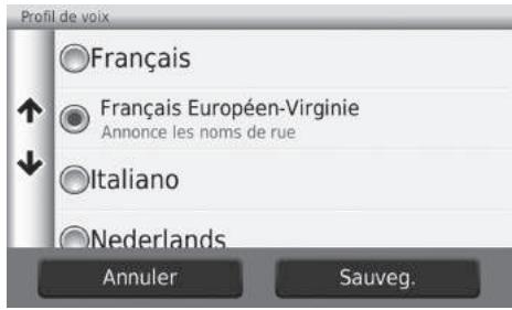 Honda Jazz 3 Phase 1 (2015-2017) - HOME ▶ Navigation ▶ Paramètres ▶ Langue et clavier ▶ Profil de voix - 1