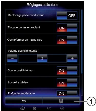 RENAULT R-Link2 (2015) - Menu « Réglages utilisateur » - 1