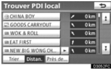 TOYOTA Highlander (2012) - Sur l'écran "Sélectionner les icônes PDI", effleurez la touche "Trouver PDI local". - 1