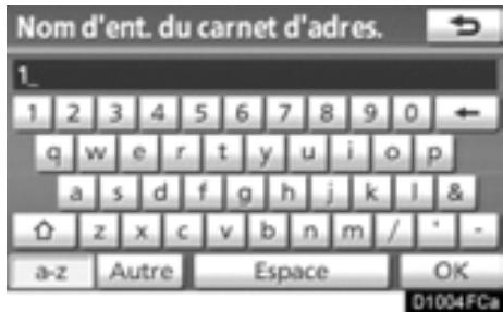 TOYOTA Highlander (2012) - - Pour saisir des lettres et des chiffres - 1