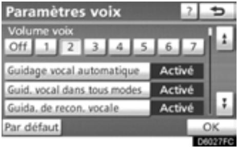 TOYOTA Highlander (2012) - Paramètres de voix - 3