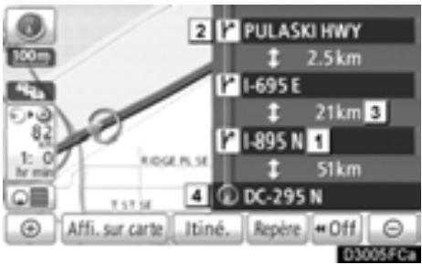 TOYOTA Highlander (2012) - ÉCRAN LISTE DE VIRAGES - 2