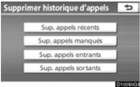 TOYOTA Highlander (2012) - — Suppression de l'historique des appels - 2