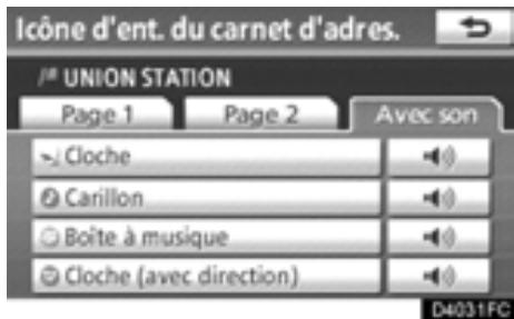 TOYOTA Highlander (2012) - Sur l'écran "lcône d'ent. du carnet d'adres.", effleurez la touche "Avec son". - 1