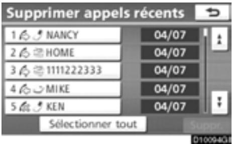 TOYOTA Highlander (2012) - — Suppression de l'historique des appels - 6