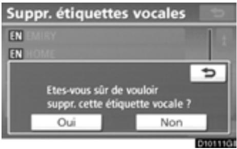 TOYOTA Highlander (2012) - Sélectionnez les données désirées ou effleurez la touche "Sélectionner tout", puis la touche "Suppr.". - 1