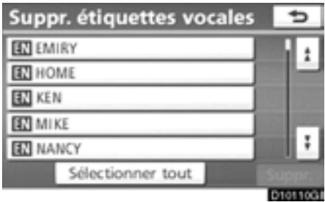 TOYOTA Highlander (2012) - Effleurez la touche "Suppr. étiquettes voc.". - 1