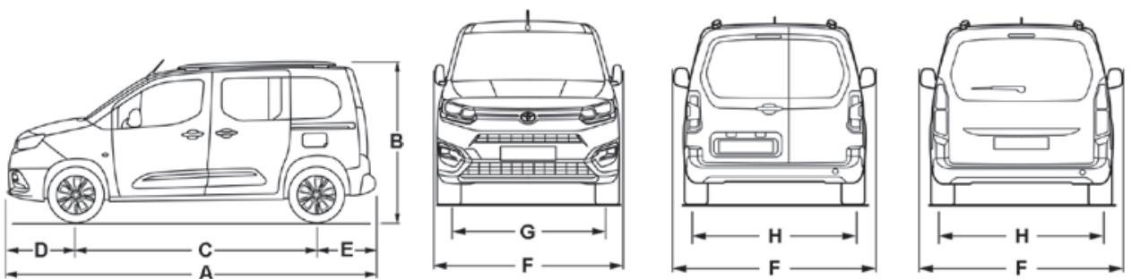 TOYOTA Proace City (2019-2023) - Dimensions (mm) - 1