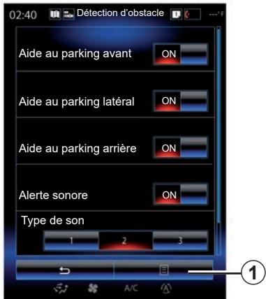 RENAULT R-Link2 (2019) - Menu « Aides stationnement » - 1