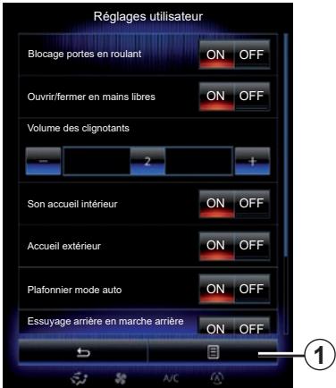 RENAULT R-Link2 (2019) - Menu « Réglages utilisateur » - 1
