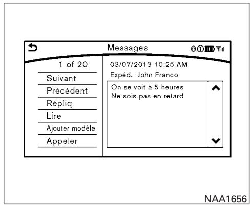 NISSAN Pathfinder 2017 - Affichage de la liste des messages reçus - 1