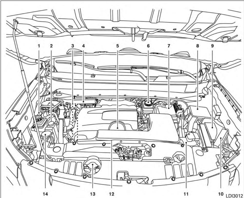NISSAN Pathfinder 2017 - POINTS DE VÉRIFICATION DANS LE COMPARTIMENT MOTEUR - 1