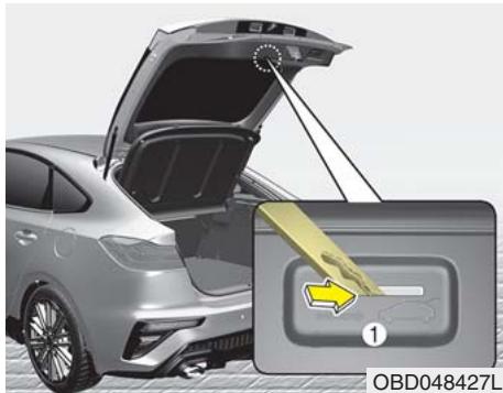 KIA Forte (2018-2021) - Déverrouillage d'urgence de sécurité du hayon - 1