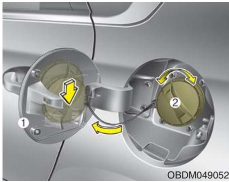 KIA Forte (2018-2021) - Ouverture de la trappe de remplissage de carburant - 2