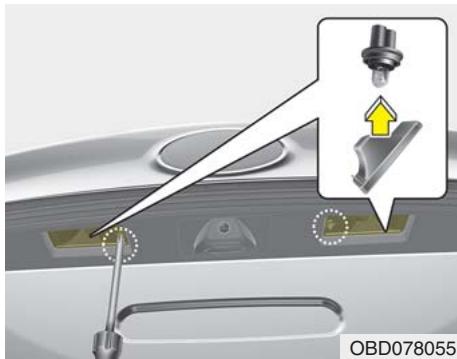 KIA Forte (2018-2021) - Remplacement de l'ampoule de lampe de plaque d'immatriculation (type ampoule) - 1