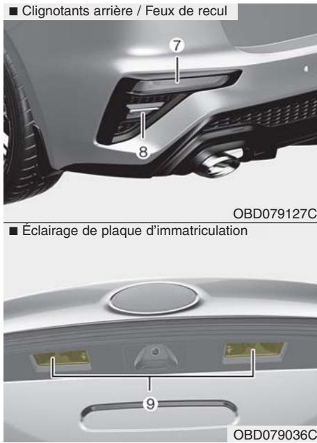 KIA Forte (2018-2021) - Position de l'ampoule (arrière) - 2