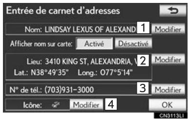 LEXUS IS XE20 Phase 2 (2010-2013) - MODIFICATION DES ENTRÉES DU CARNET D'ADRESSES - 3