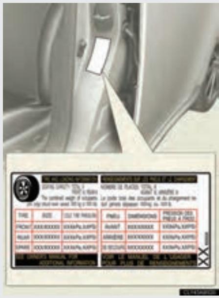 LEXUS IS XE20 Phase 2 (2010-2013) - ■ Pression de gonflage des pneus - 1