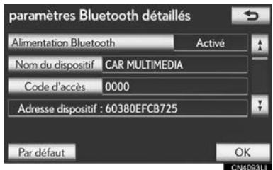 LEXUS IS XE20 Phase 2 (2010-2013) - Appuyez sur "Alimentation Bluetooth*. - 1