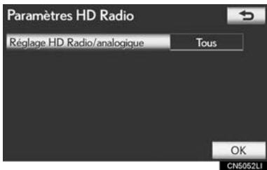 LEXUS IS XE20 Phase 2 (2010-2013) - Appuyez sur "Réglage HD Radio/ analogue". - 1