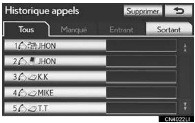 LEXUS IS XE20 Phase 2 (2010-2013) - DES APPELS PEUVENT ETRE PASSÉS VIA L'HISTORIQUE DES APPELS QUI COMPORTE 4 FONCTIONS - 2