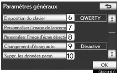 LEXUS IS XE20 Phase 2 (2010-2013) - ÉCRANS DES PARAMÉTRES GENÉRAUX - 2